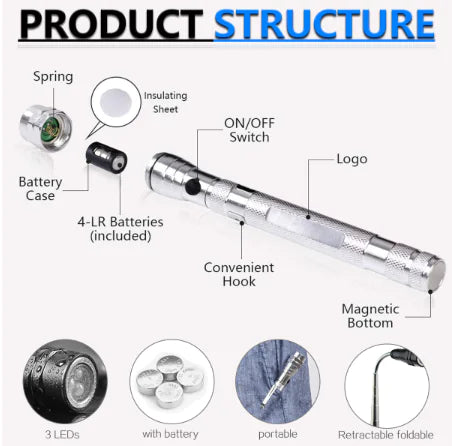 LED Multi-Functional Flashlight with Magnetic Flexibility
